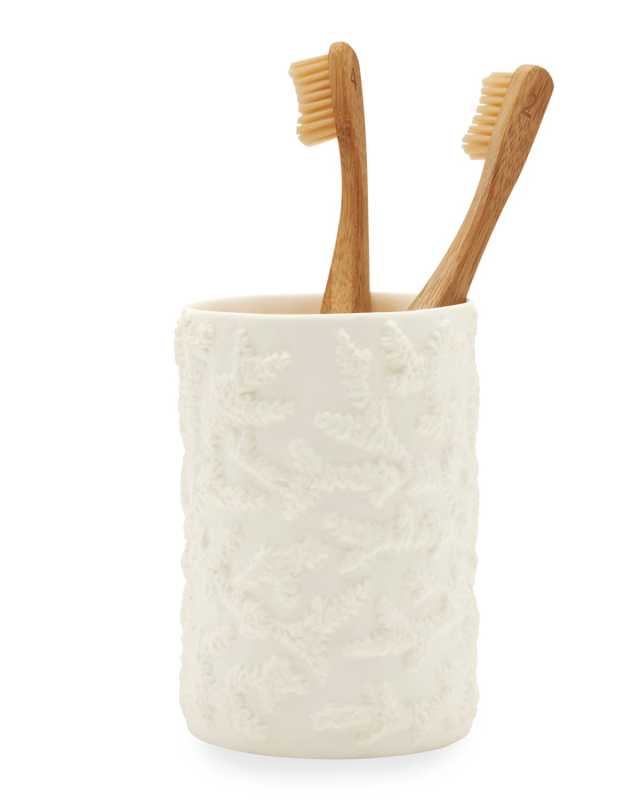 Alanya Round Brush Holder, White
